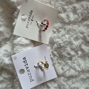 Pura Vida Pineapple Signet and Red Love Hearts Enamel Band Rings